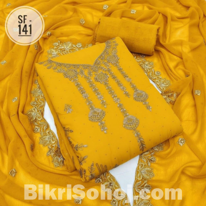 Embroidery georjet three piece